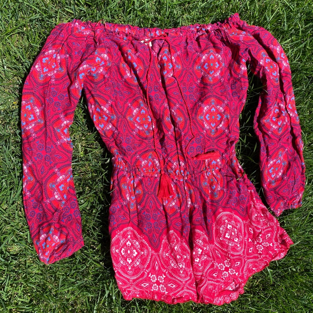 Cutest off the shoulder long sleeve romper!